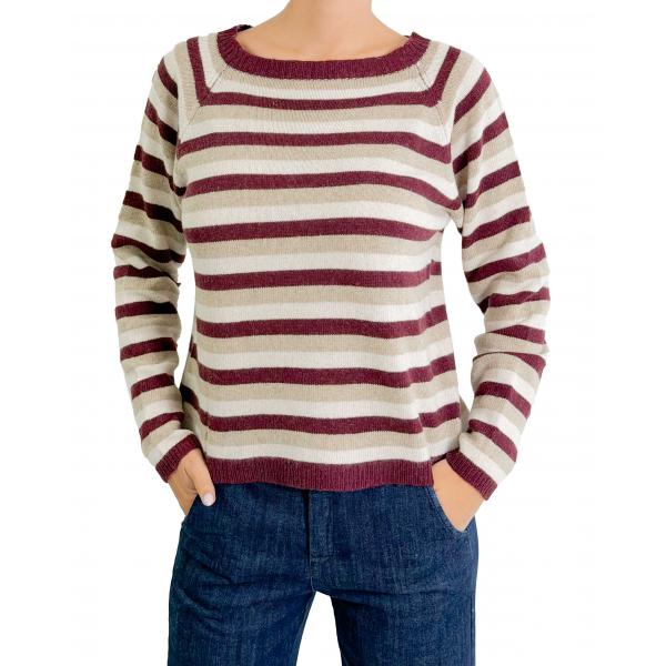 Maglione a righe fine girocollo